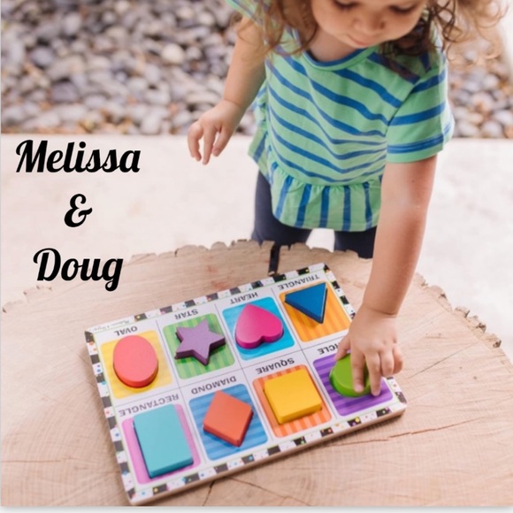 New Factory Sealed Melissa & Doug Wood Chunky Puzzle Shapes 8 Pieces - Picture 1 of 14